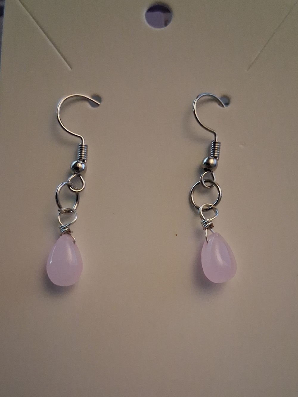 Delicate Pink Teardrop Dangle Earrings - Minimalist Women's Jewelry